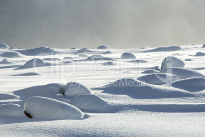 Snowy volcanic rocks in Iceland