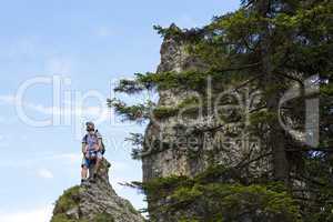 Male hiker on mountain top
