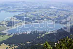 Bavarian lake Bannwaldsee from above