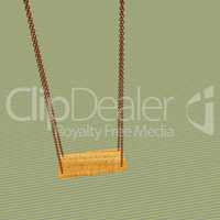 Empty wooden swing on the chain
