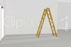 Stepladder standing in the room to renovate