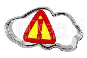 Cloud with caution sign