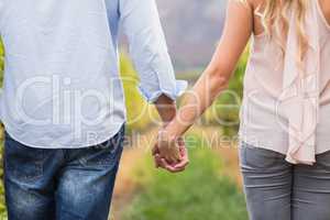 Young happy couple holding hands