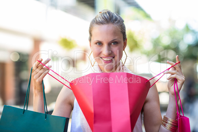 Woman looking into her bag