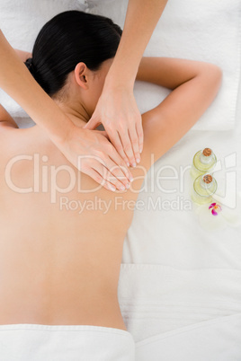 Woman receiving a back massage