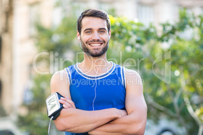 Portrait of an happy handsome athlete