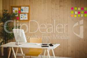 Creative office with cool wooden paneling