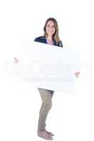 Businesswoman showing a blank sign