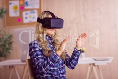 Pretty casual worker using oculus rift
