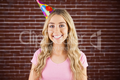 Portrait of a beautiful woman with party hat