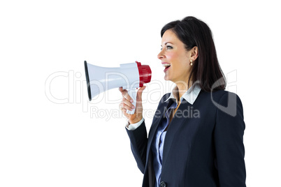 Businesswoman shouting through a megaphone