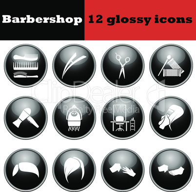 Set of barbershop glossy icons