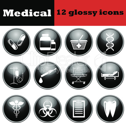 Set of medical glossy icons