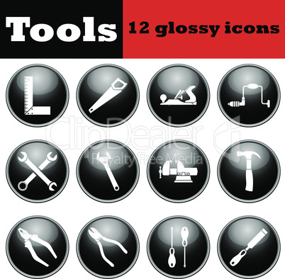 Set of tools glossy icons