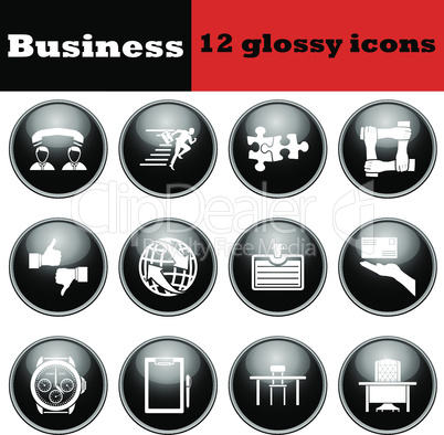 Set of business glossy icon