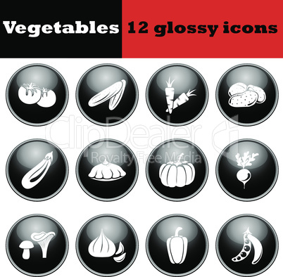 Set of vegetables glossy icons