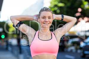 Portrait of beautiful athlete smiling