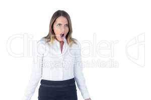 Surprised businesswoman being chocked