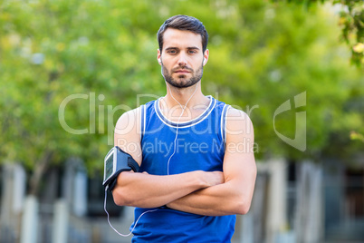 Portrait of a determined handsome athlete