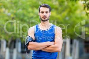 Portrait of a determined handsome athlete