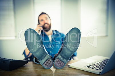 Hipster businessman on a call