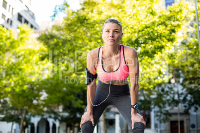 A beautiful athlete looking away