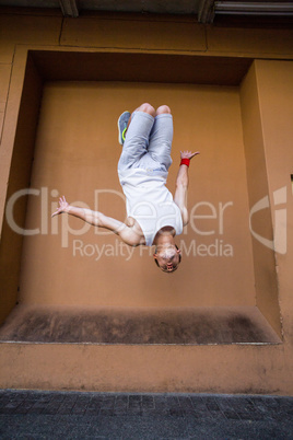 Man doing parkour in the city