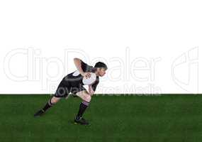 Rugby player running with the rugby ball