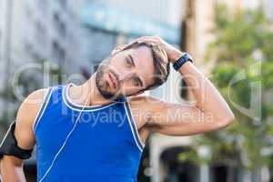 An handsome athlete looking away