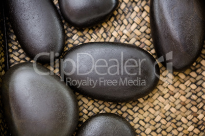 A pile of black stones