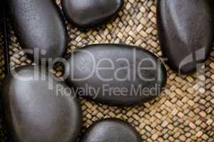 A pile of black stones