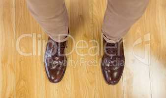 Overhead of mans dress shoes