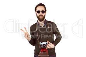 Hipster with his vintage camera