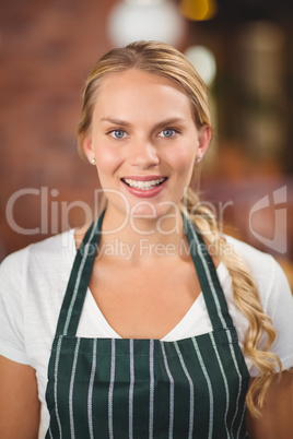 Pretty waitress looking at the camera