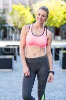 Portrait of beautiful athlete smiling