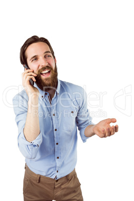 Handsome hipster making a call