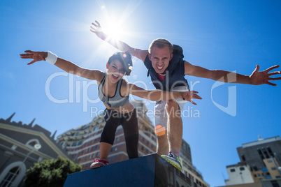 Portrait of a couple doing funny faces