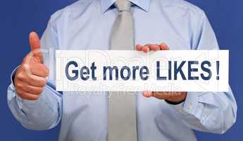 Get more likes - Businessman with thumb up