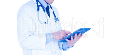 Doctor using a digital tablet