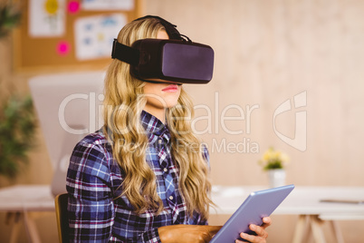 Pretty casual worker using oculus rift