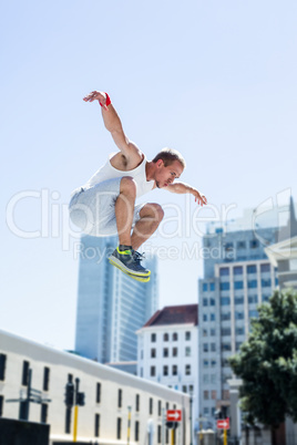 Man doing parkour in the city