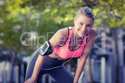 Portrait of beautiful athlete smiling