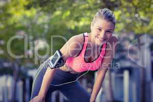 Portrait of beautiful athlete smiling