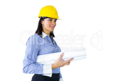 Architect carrying construction plans