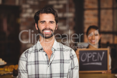Smiling customer looking at the camera