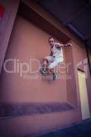 Man doing parkour in the city