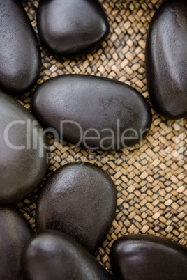 A pile of black stones