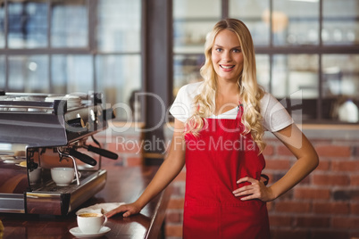 Pretty barista looking at the camera