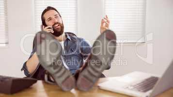 Hipster businessman on a call