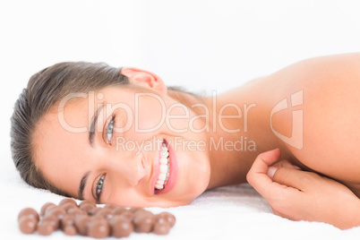 Beautiful brunette enjoying a chocolate beauty treatment